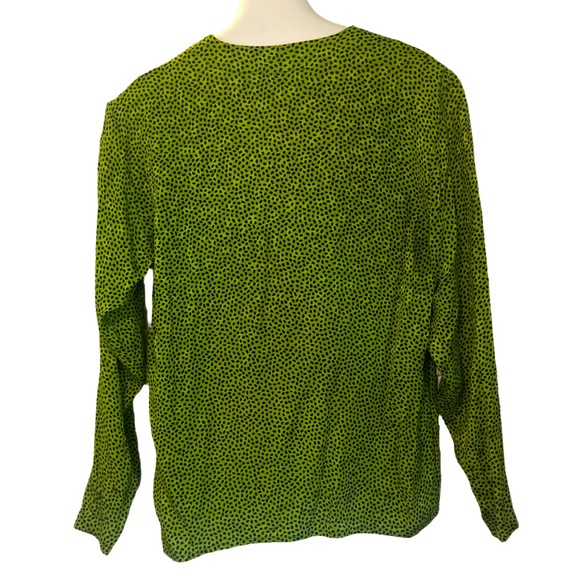 VINTAGE Silk Anne Klein II V Neck Pullover Long Sleeve Blouse Shirt Top Petite - Picture 4 of 10